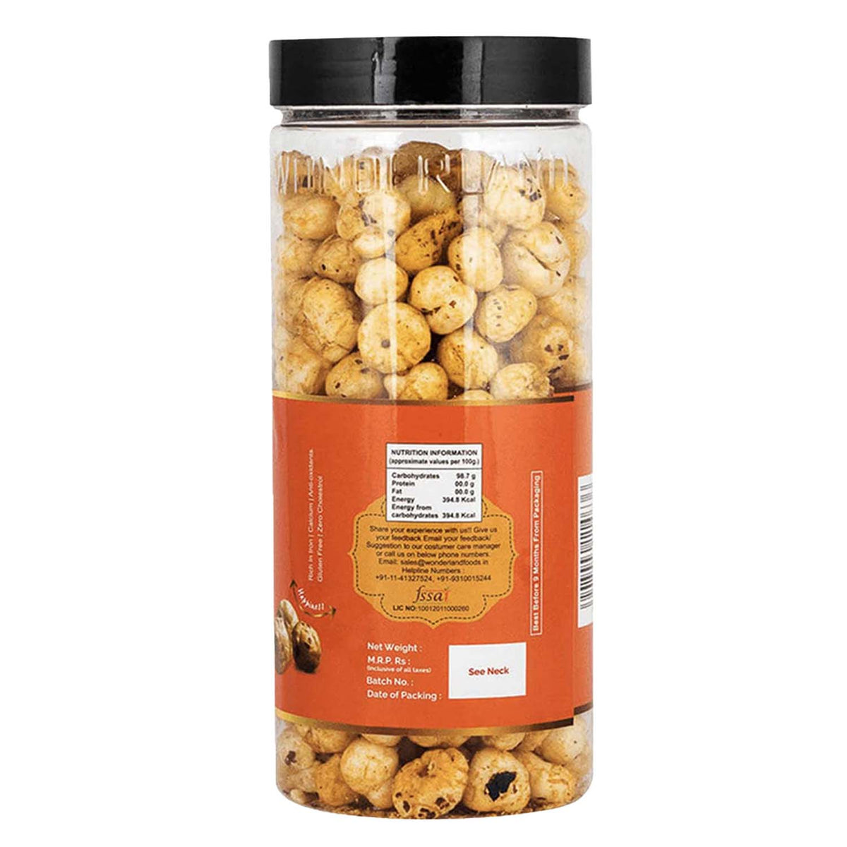 Wonderland foods 100g peri peri makhana (foxnut) jar