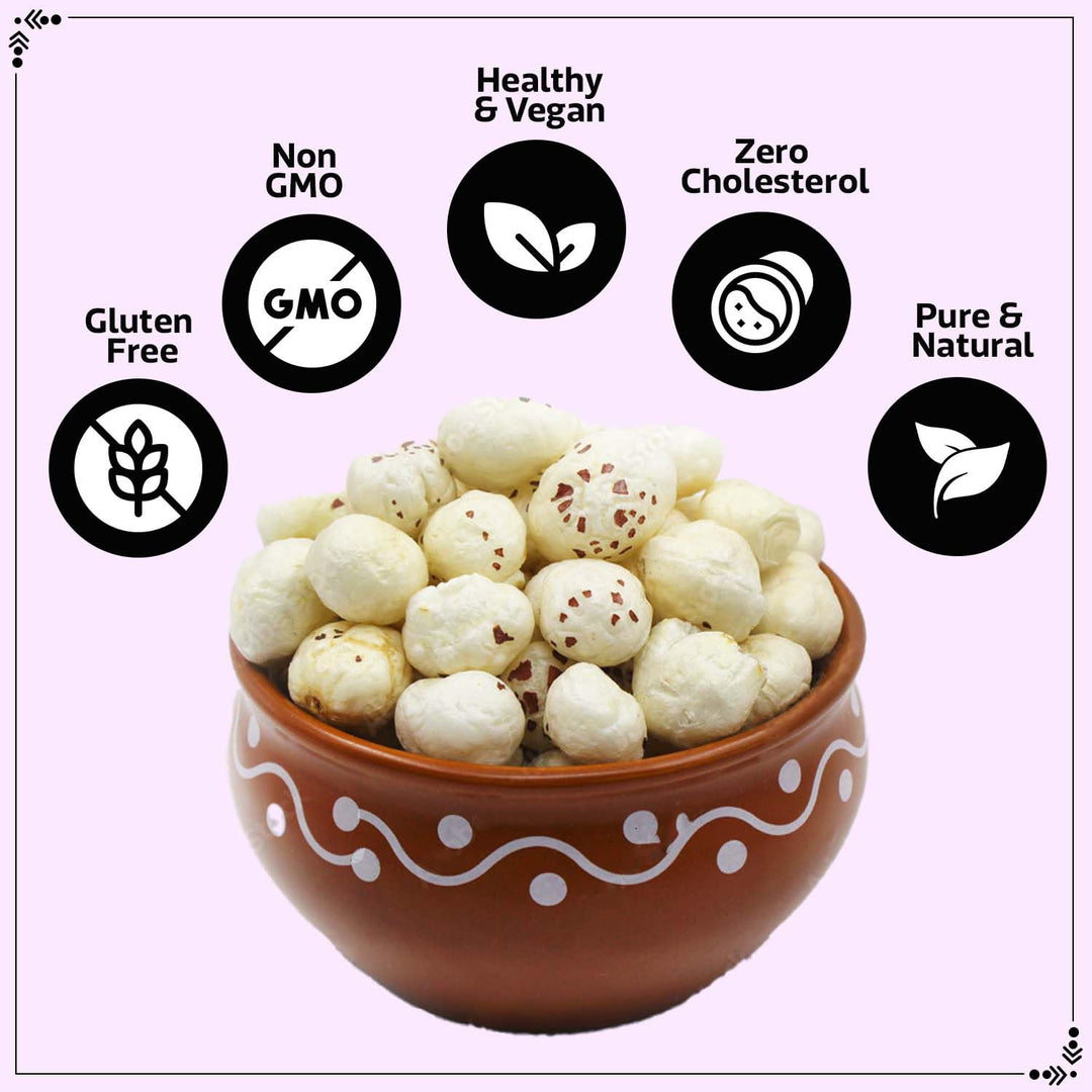 Wonderland Foods 200g (100g X 2) Phool Makhana (Foxnut) Pack of 2 Pouch