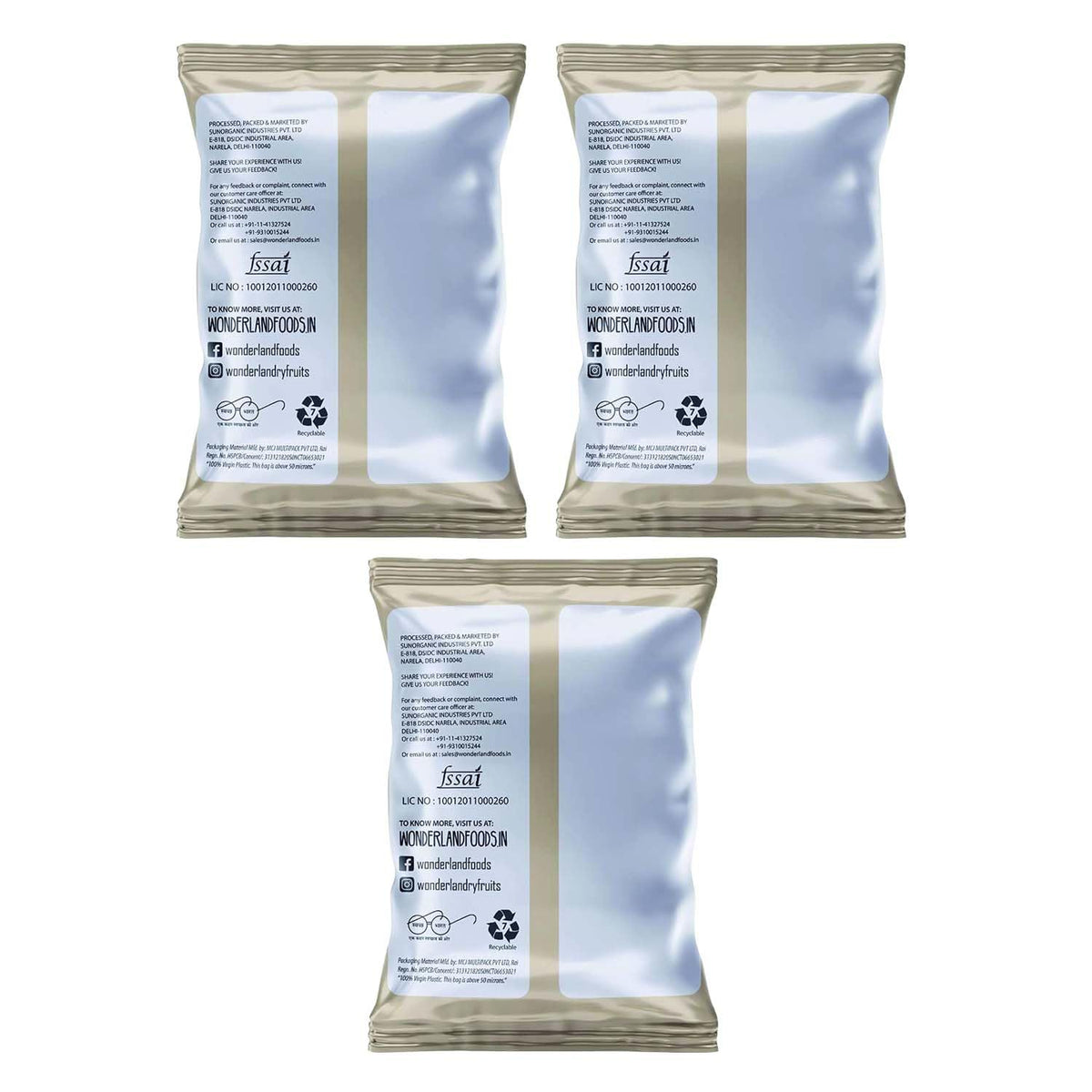 Wonderland foods 750g (250g x 3) premium dry fruits combo of platinum raw almonds, raw cashew & raisins