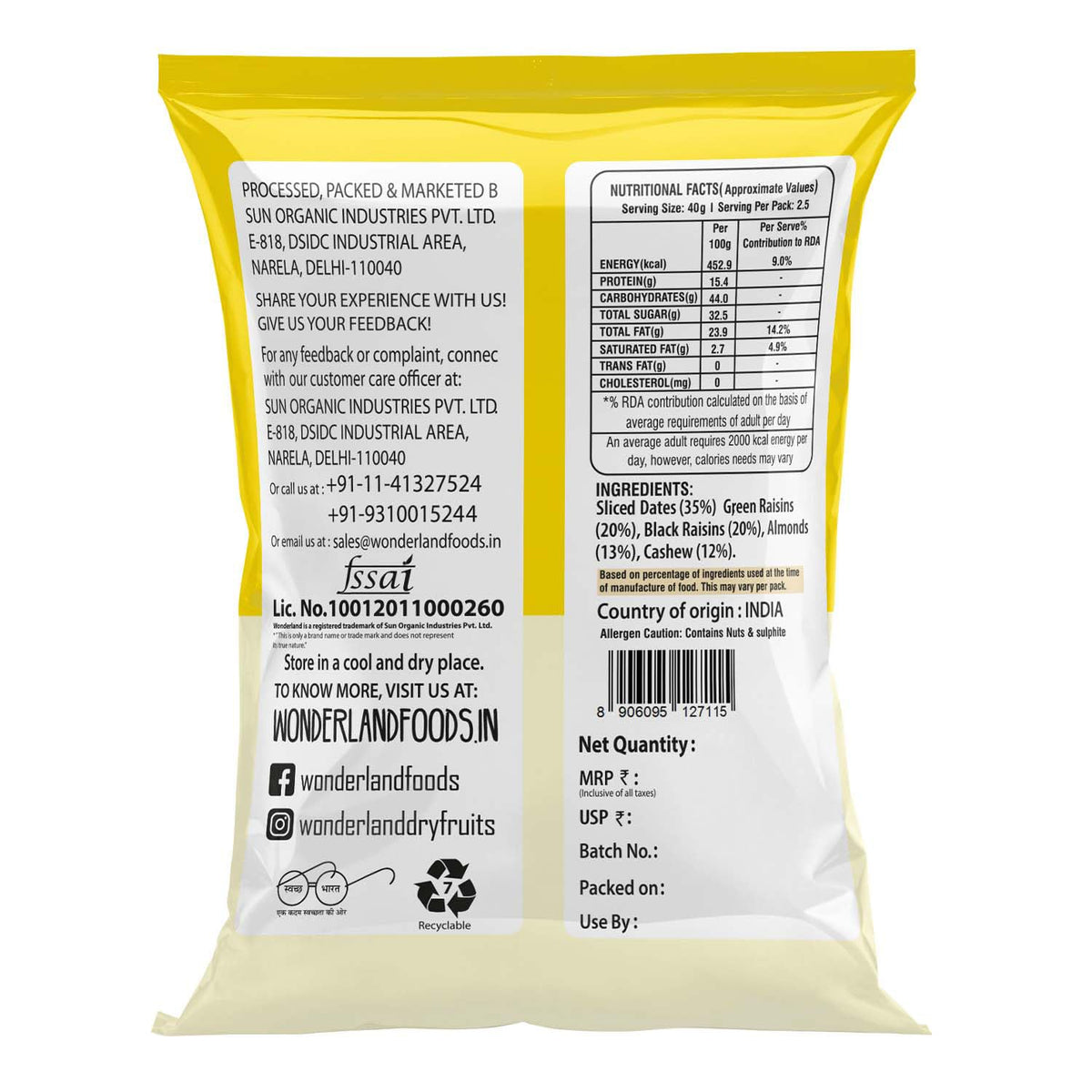 Wonderland foods 100g mix dry fruits (panchmewa) pouch