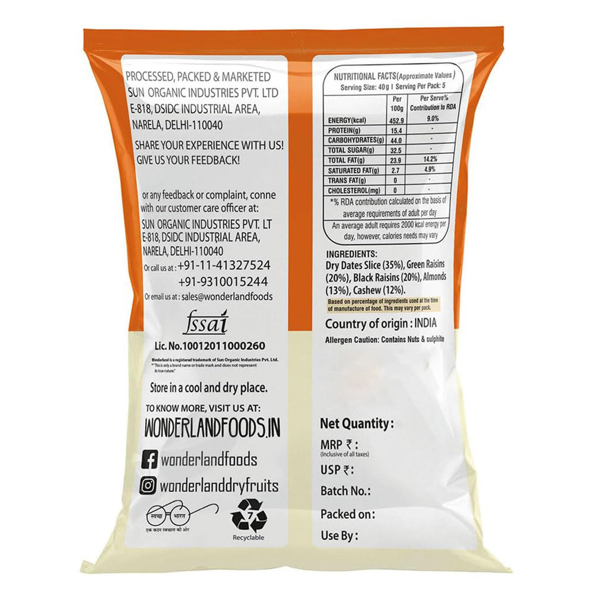 Wonderland foods 135g mix dry fruits (panchmewa) pouch