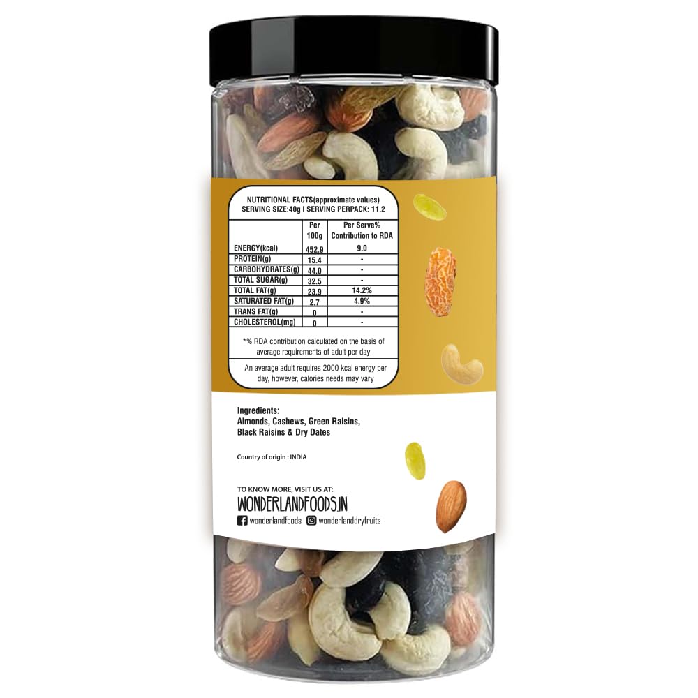 Wonderland foods 500g premium mixed dry fruits jar