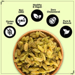 Load image into Gallery viewer, Wonderland Foods 1Kg (500g X 2) Plain Green Raisin (Kishmish) Dried Grapes Pouch
