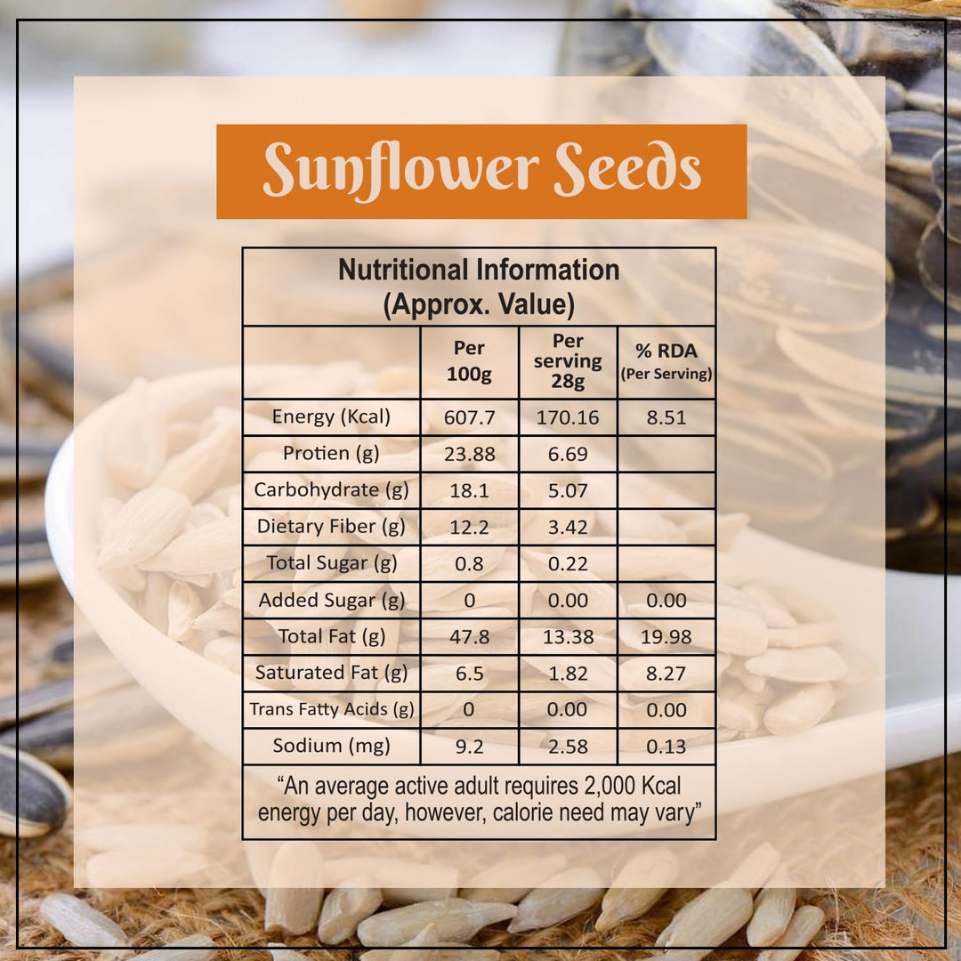 Wonderland Foods 250g Raw Premium Sunflower Seeds Pouch