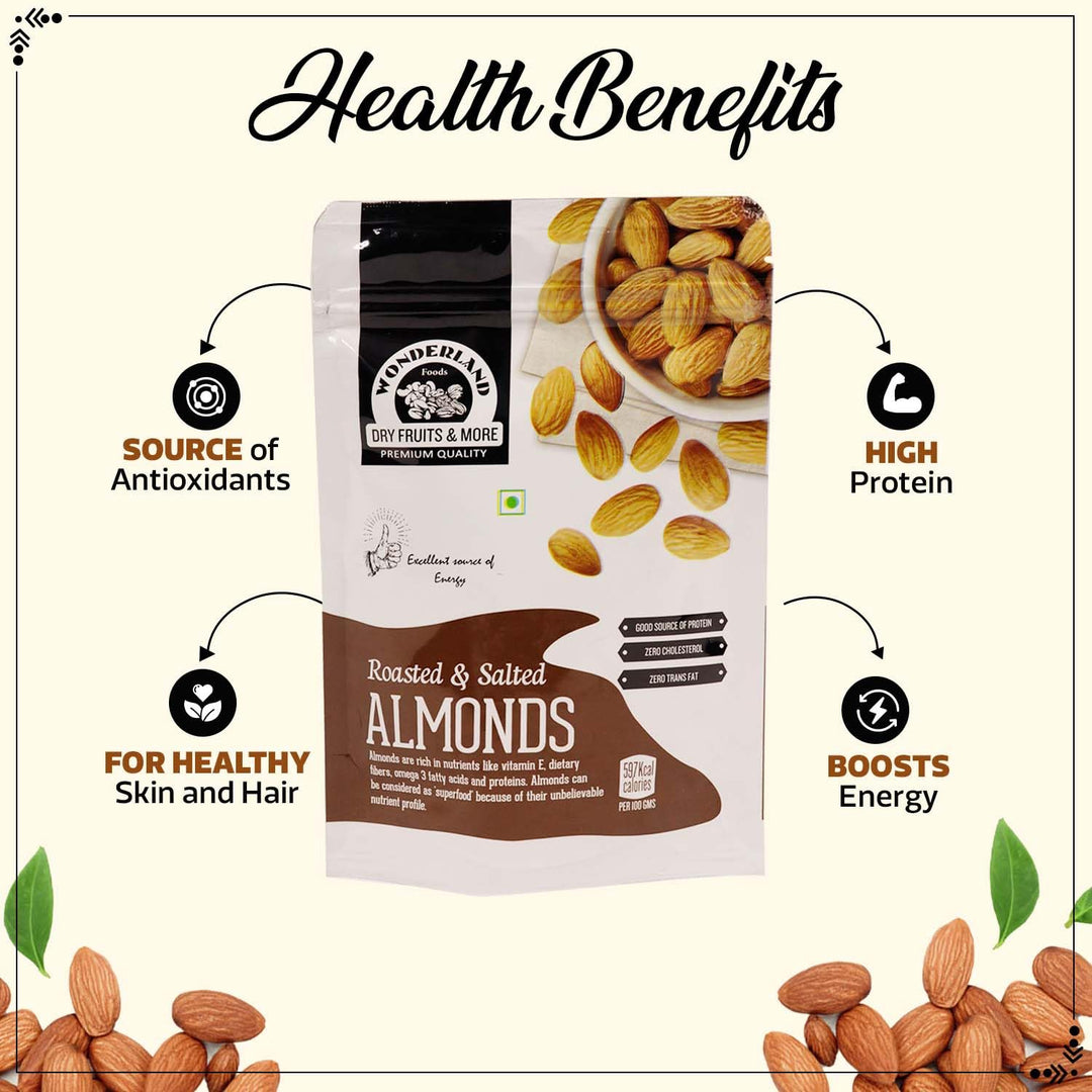Wonderland Foods 200g California Roasted & Salted Almonds Pouch