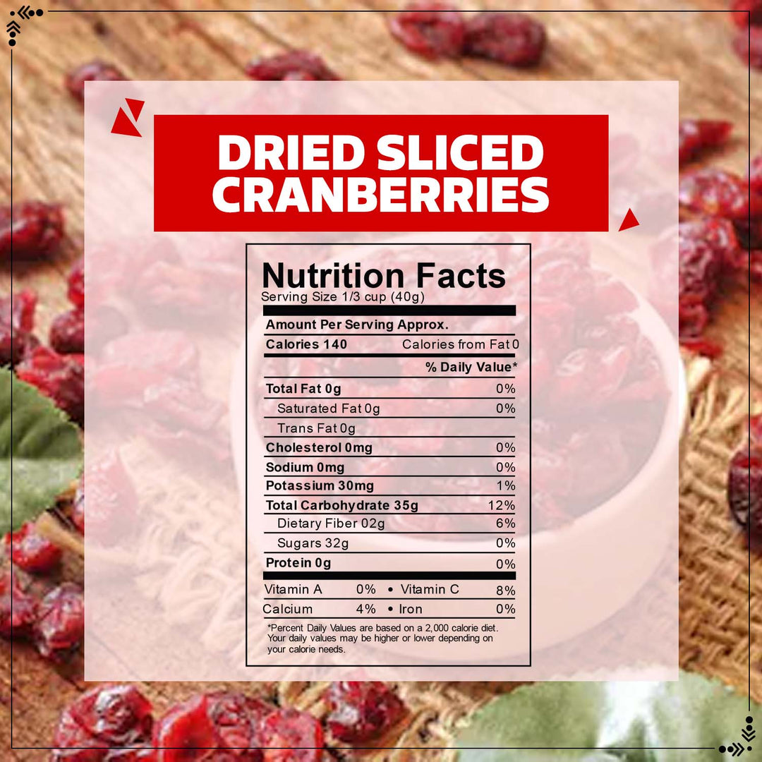 Wonderland Foods 200g Californian Sliced & Dried Cranberry Pouch