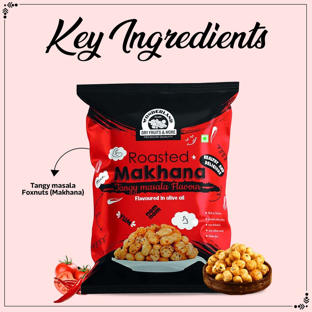 Wonderland Foods 100g Tangy Masala Makhana (Foxnut) Pouch