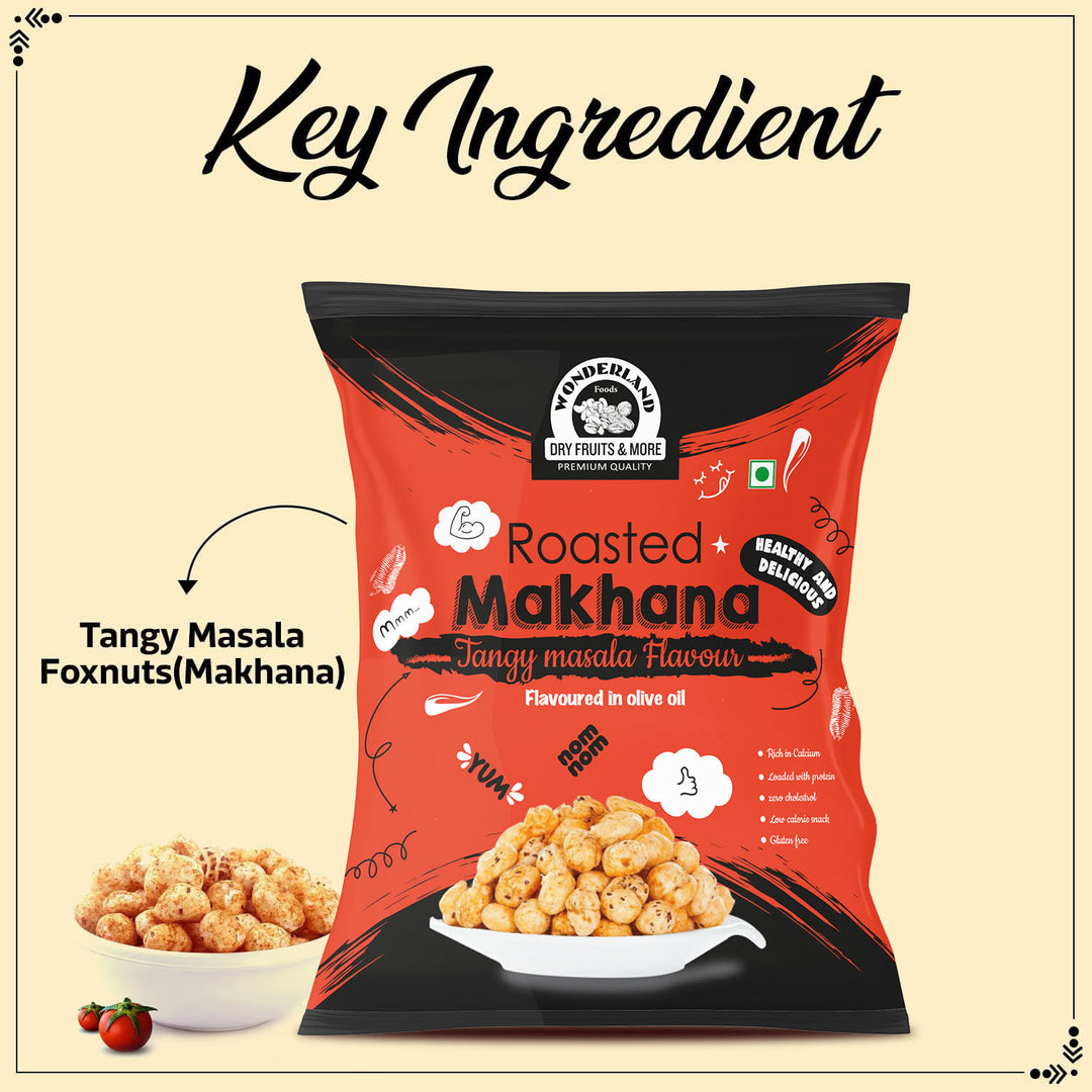Wonderland Foods 40g Tangy Masala Makhana (Foxnut) Pouch
