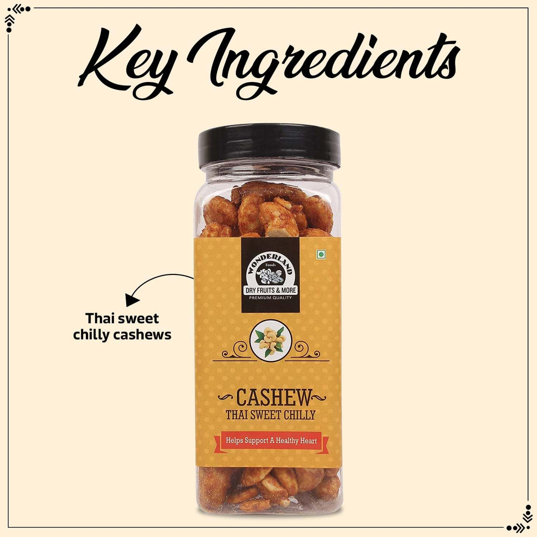 Wonderland Foods 150g Thai Sweet Chilly Flavoured Cashew (Kaju) Jar
