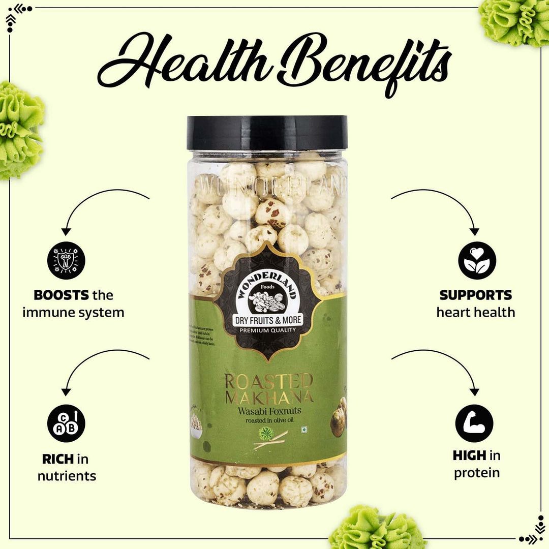 Wonderland Foods 100g Wasabi Makhana (Foxnut) Jar