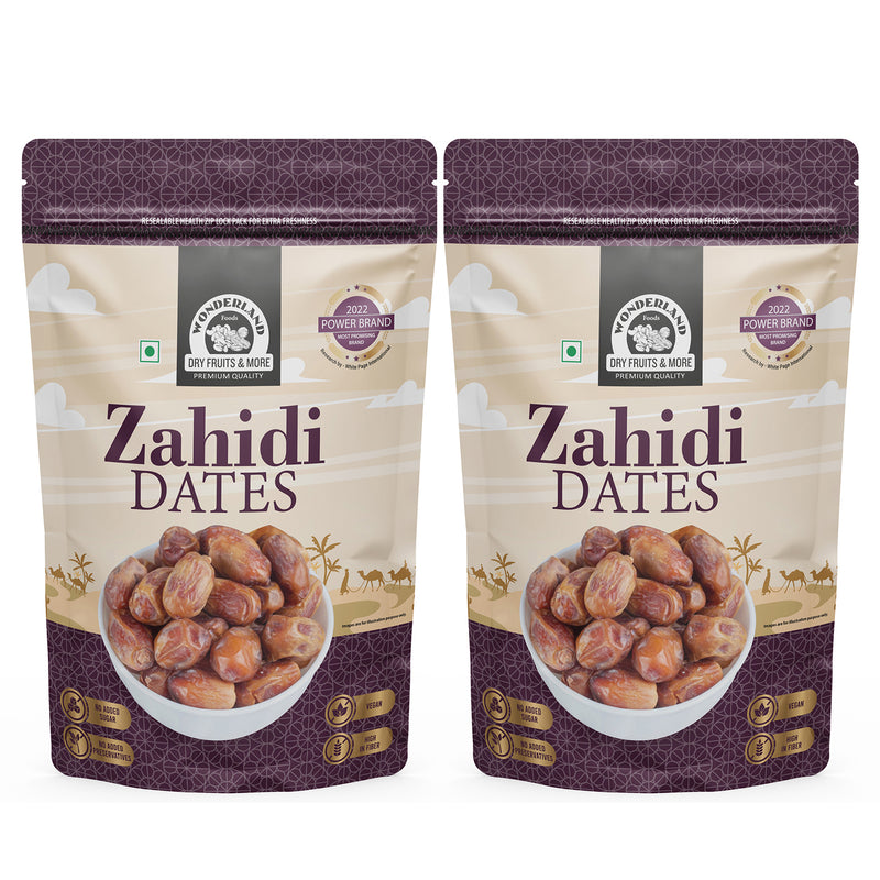 Wonderland Foods 1Kg (500g X 2) Premium Zahidi Dates Pouch