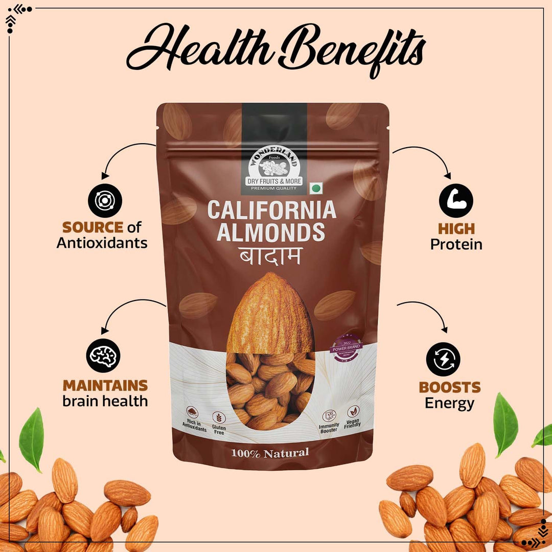 Wonderland Foods California Almonds (Badam) 250g Pouch