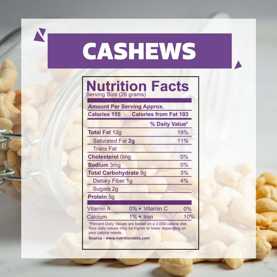 Wonderland Foods 1Kg (500g X 2) Whole Cashew (Kaju) W240-Grade Jar