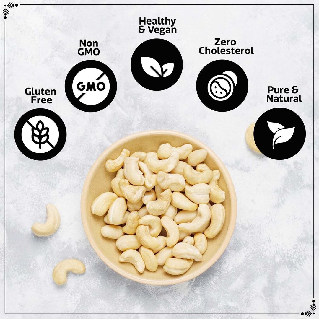 Wonderland Foods 1Kg (500g X 2) Whole Cashew (Kaju) W240-Grade Jar