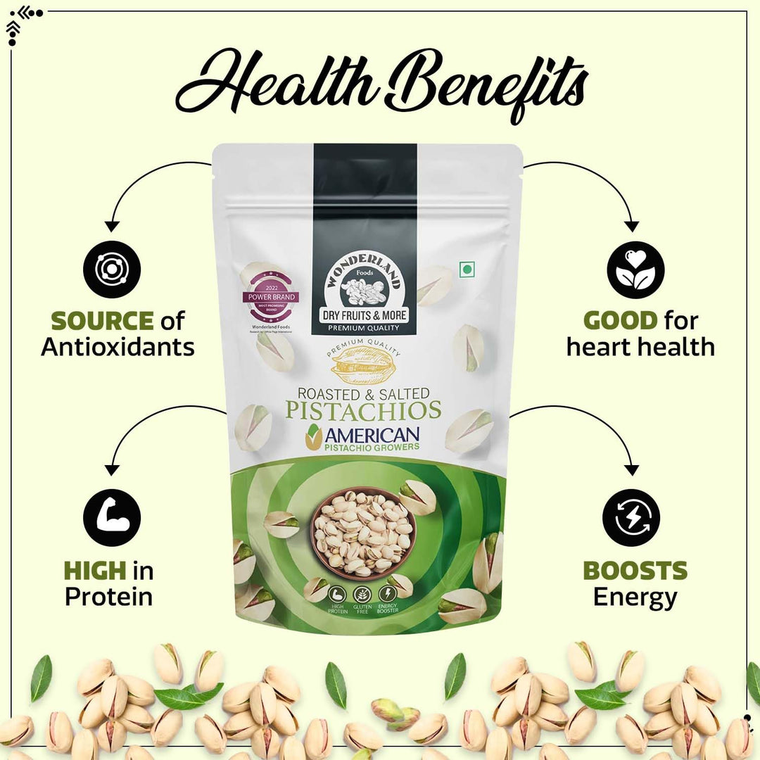 Wonderland Foods 800 Gram (200G X 4) Dry Fruits American California Roasted & Salted Pistachios (Pista) Pouch Combo Pack