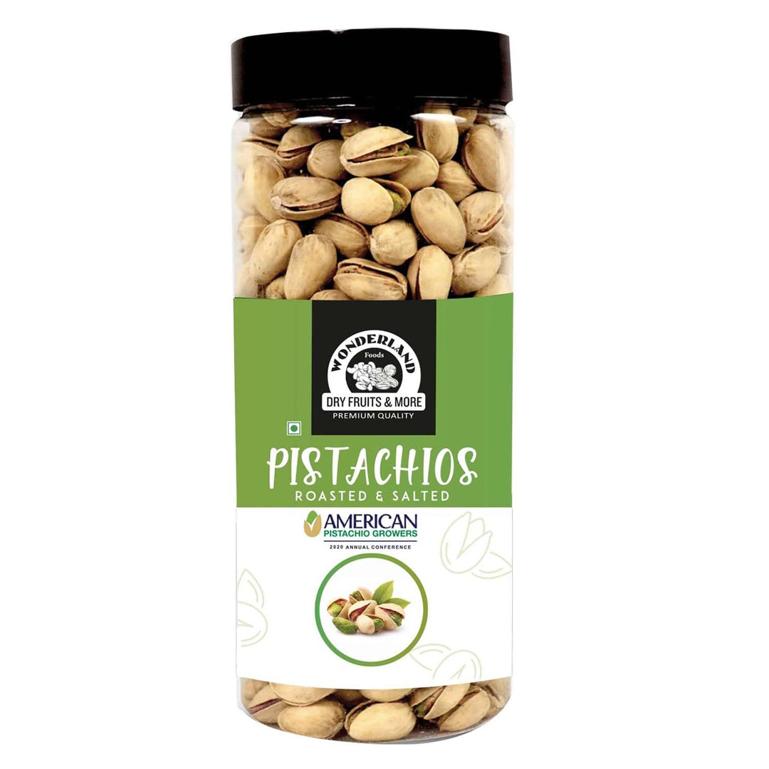 Wonderland Foods 500 Gram American California Roasted & Salted Jumbo Pistachios (Pista) Jar