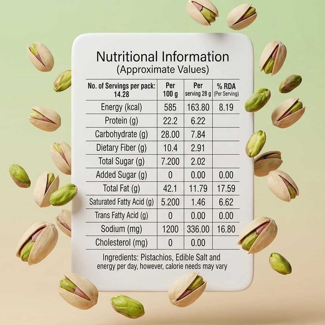 Wonderland foods 500 Gram American California Roasted & Salted Pistachios (Pista) Pouch