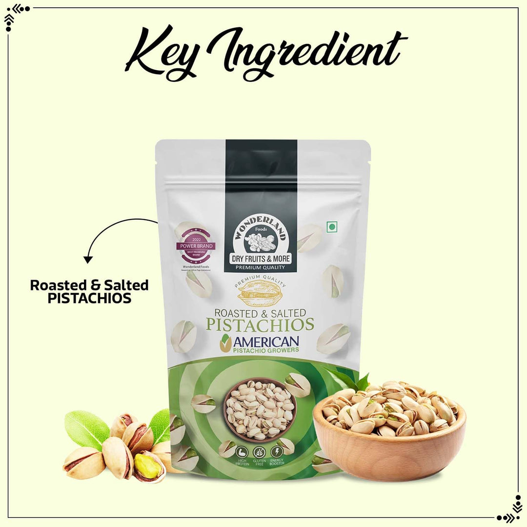 Wonderland Foods 1Kg (200g X 5) Dry Fruits American California Roasted & Salted Pistachios (Pista) Pouch Combo Pack