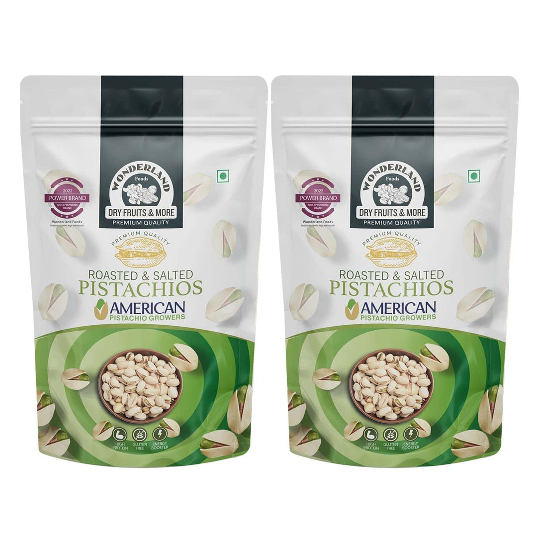 Wonderland Foods 400g (200g X 2) American California Roasted & Salted Pistachios (Pista) Combo Pouch