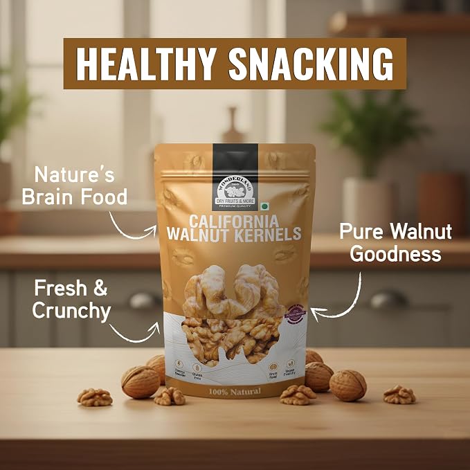 Wonderland Foods 1 Kg (500g X 2) California Walnuts Kernels (Akhrot Giri) Pouch