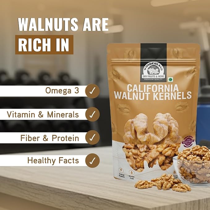 Wonderland Foods 1 Kg (500g X 2) California Walnuts Kernels (Akhrot Giri) Pouch