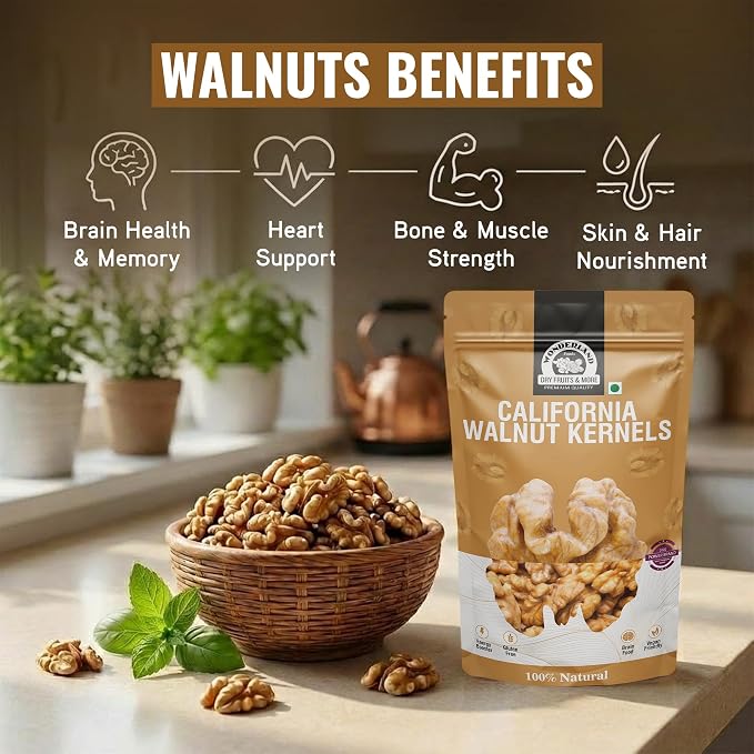 Wonderland Foods 1 Kg (500g X 2) California Walnuts Kernels (Akhrot Giri) Pouch