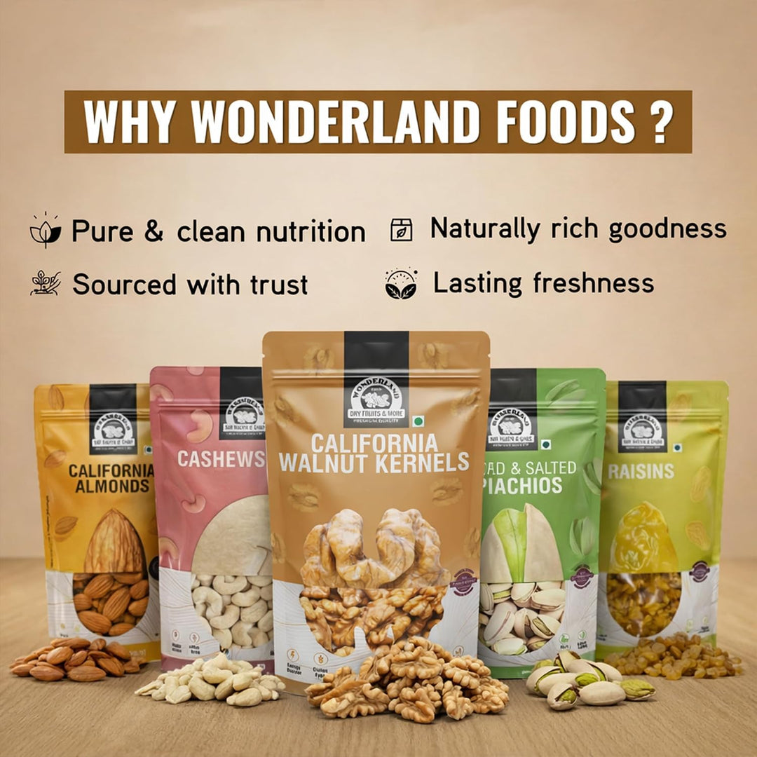 Wonderland Foods 1 Kg (500g X 2) California Walnuts Kernels (Akhrot Giri) Pouch