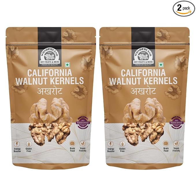 Wonderland Foods 1 Kg (500g X 2) California Walnuts Kernels (Akhrot Giri) Pouch